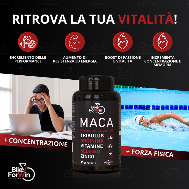 Carica immagine in Galleria Viewer, BIKEFORWIN INTEGRATORE MACA NERA E TRIBULUS TERRESTRIS 120 Capsule