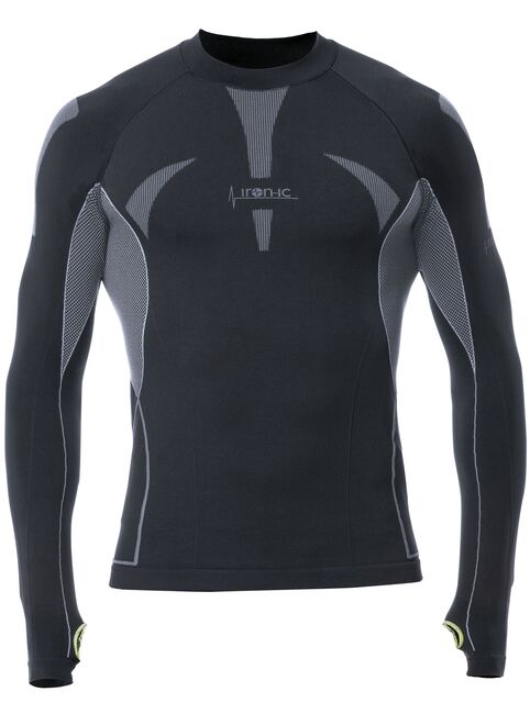 IRON-IC MAGLIETTA MANICA LUNGA IN LANA INVERNALE DA UOMO SLIM-FIT COLORAZIONE NERA TAGLIA S/M