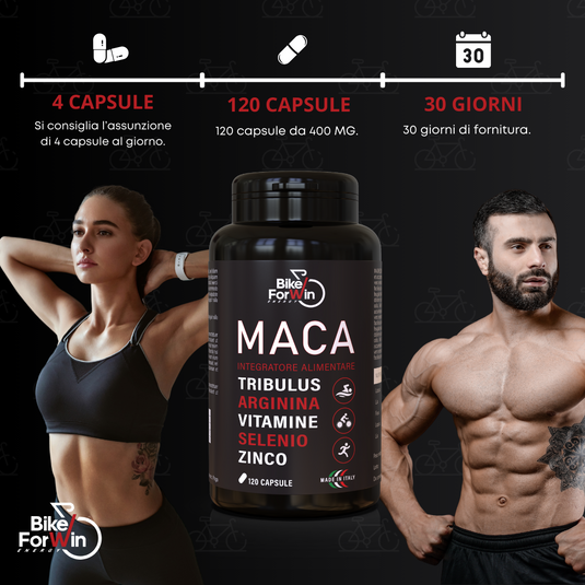 BIKEFORWIN INTEGRATORE MACA NERA E TRIBULUS TERRESTRIS 120 Capsule