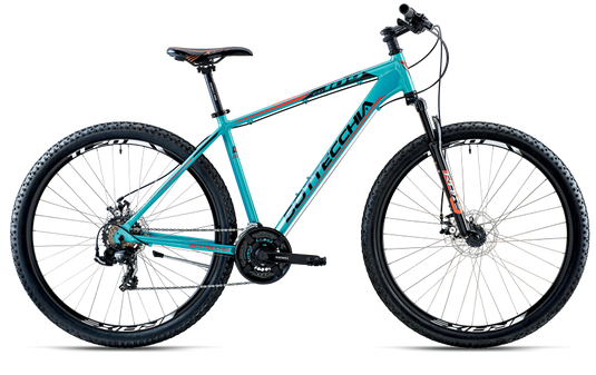 BOTTECCHIA BICICLETTA MTB 29 SHIMANO TY500 DISK MECHANICAL 21S C62 TAGLIA 48 TURCHESE