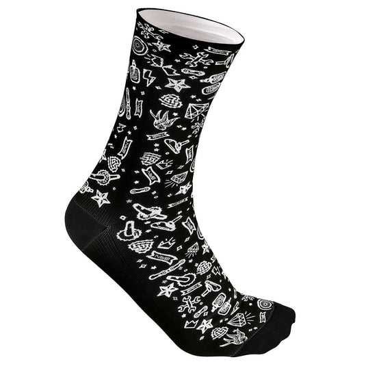 BRN CALZINI ROCK'N'ROLL NERI/BIANCHI TAGLIA 39/42