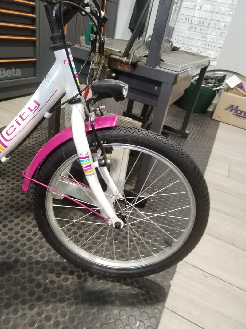 Carica immagine in Galleria Viewer, BICI BIMBA 20" BIANCO-FUXIA 1X6 SPEED USATO REVISIONATO

