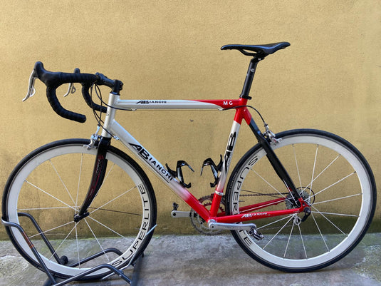 BICI DA STRADA AMELIO BIANCHI TG 56 CM GRIGIO PERLA-ROSSO USATO IN CONTO VENDITA