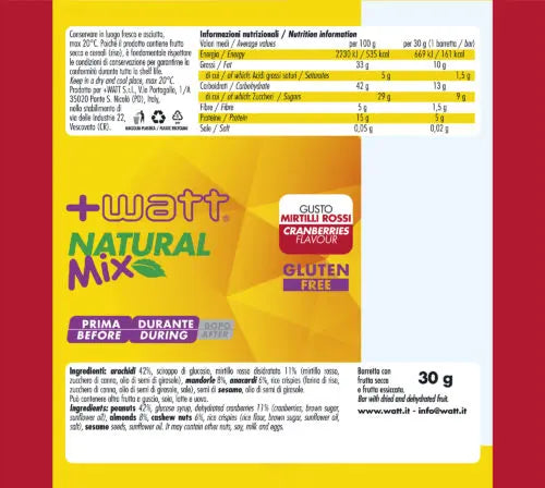 Load image into Gallery viewer, +WATT NATURAL MIX Dried fruit energy bar, box of 24 pieces 
